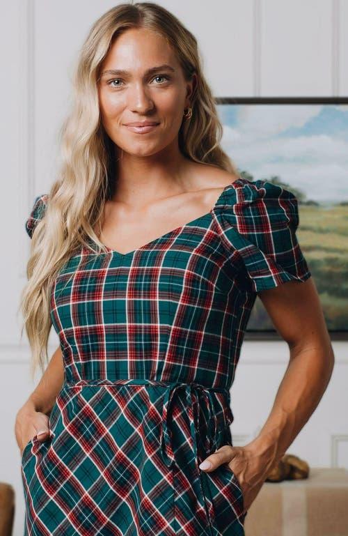 Hope & Henry Women's Organic Sweetheart Dress in Festive Green Plaid at Nordstrom, Size 2 Product Image