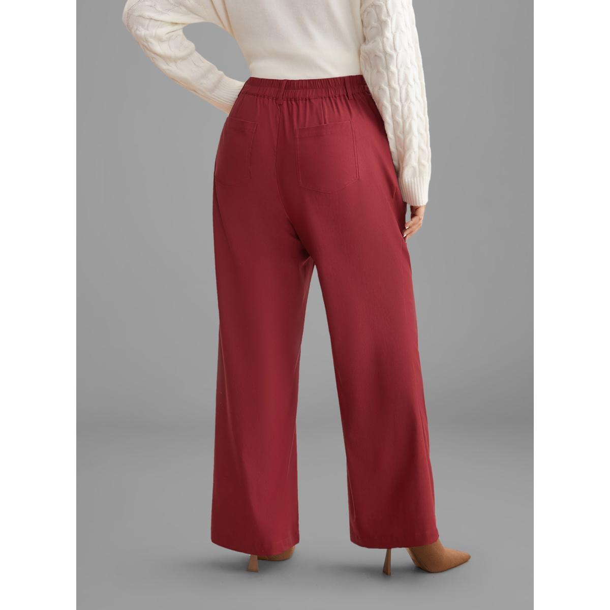 Plus Size Holiday Stretchy Flared Pants Women Scarlet Formal Bootcut Mid Rise Party Pants BloomChic 10/M Product Image