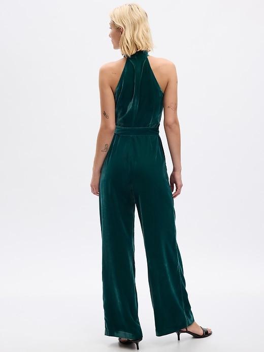 Velvet Halter Jumpsuit Product Image