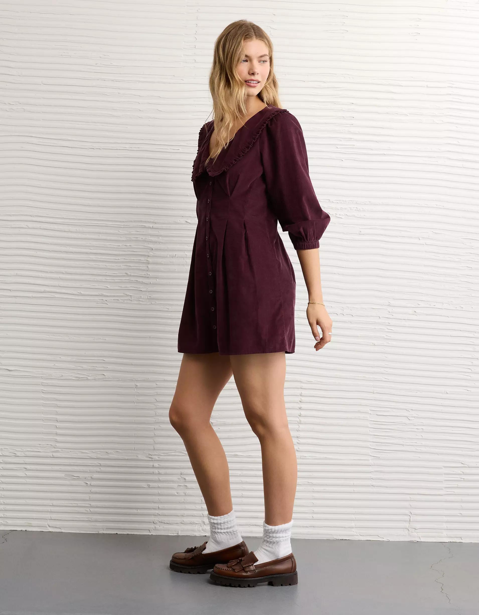 AE Button-Front Mini Dress Product Image