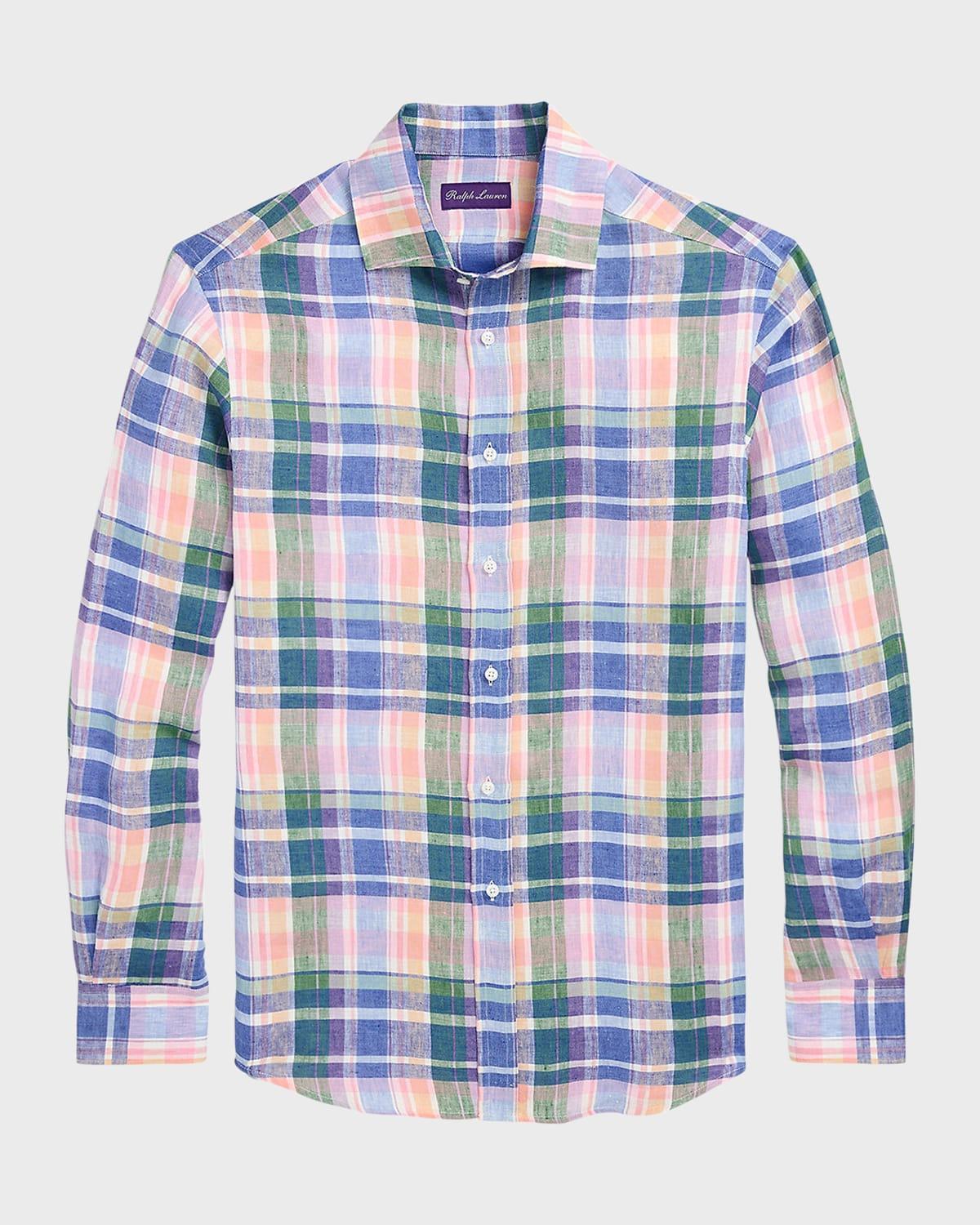 Men's Plaid Linen Shirt Product Image