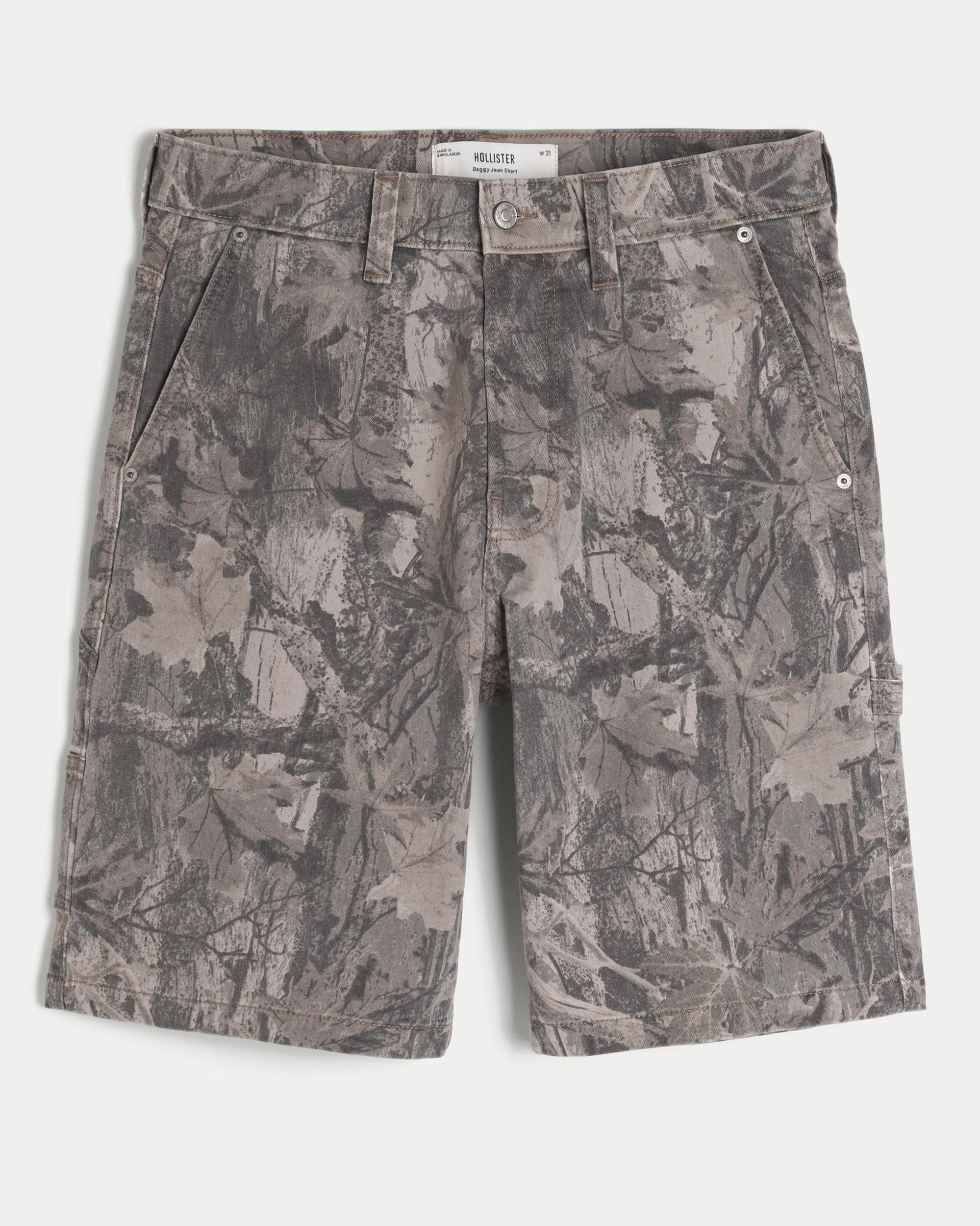 Washed Black Baggy Denim Shorts Product Image