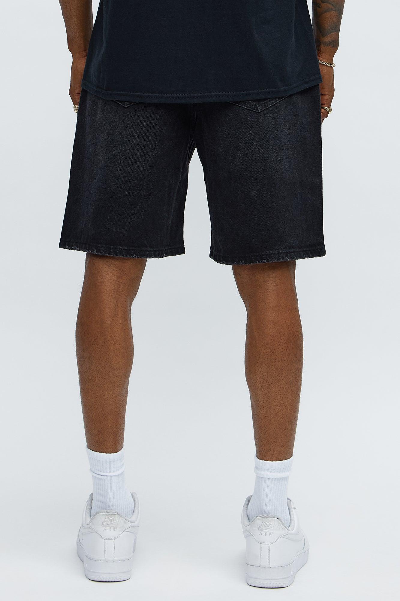 Relaxed Studded Spider Denim Shorts - Black Wash Product Image