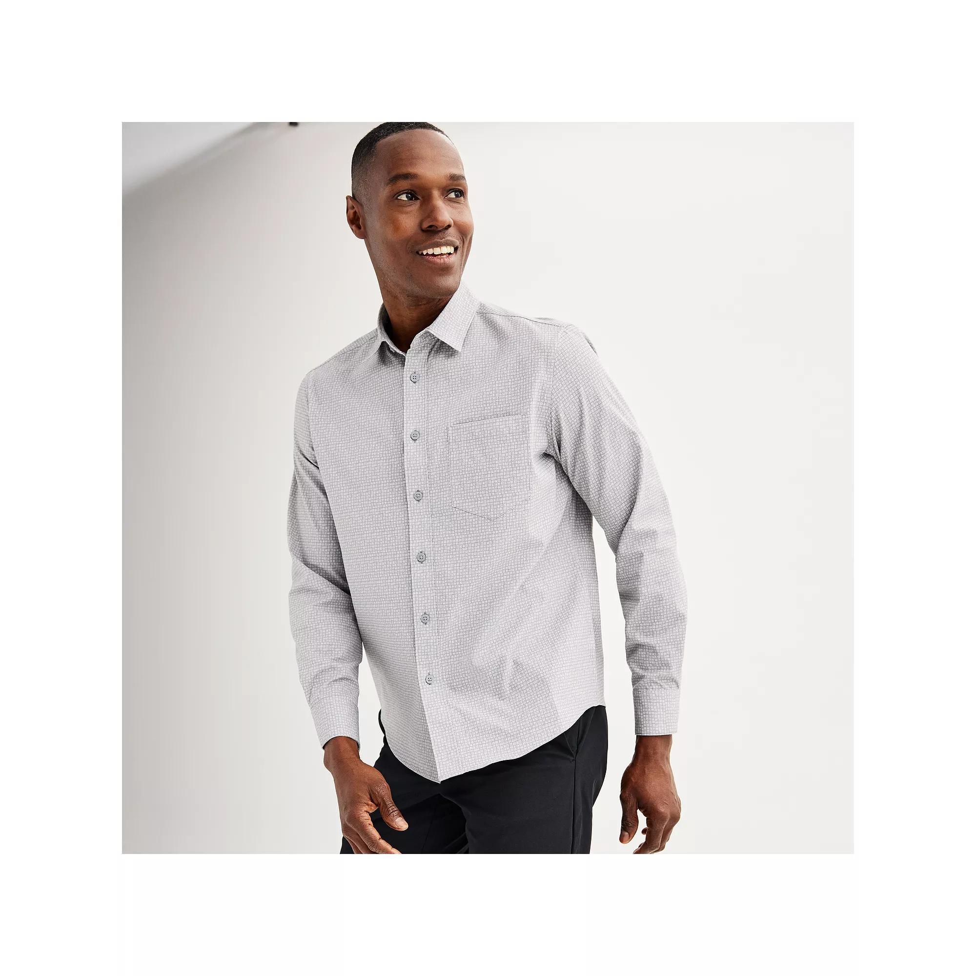 Men's FLX Performance Untucked-Fit Long Sleeve Button Down Shirt, Size: XL, Flagstone Product Image
