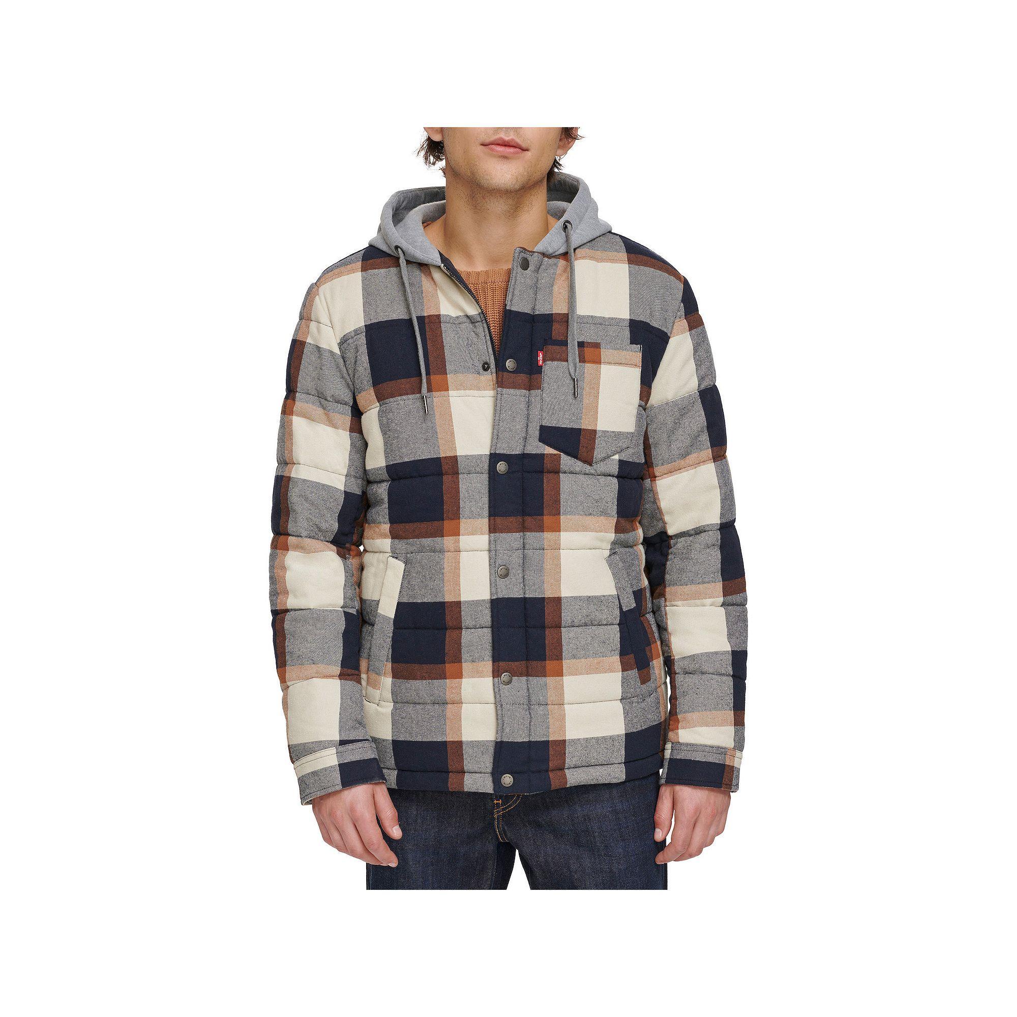 Mens Levis Quilted Hooded Shirt Jacket Product Image