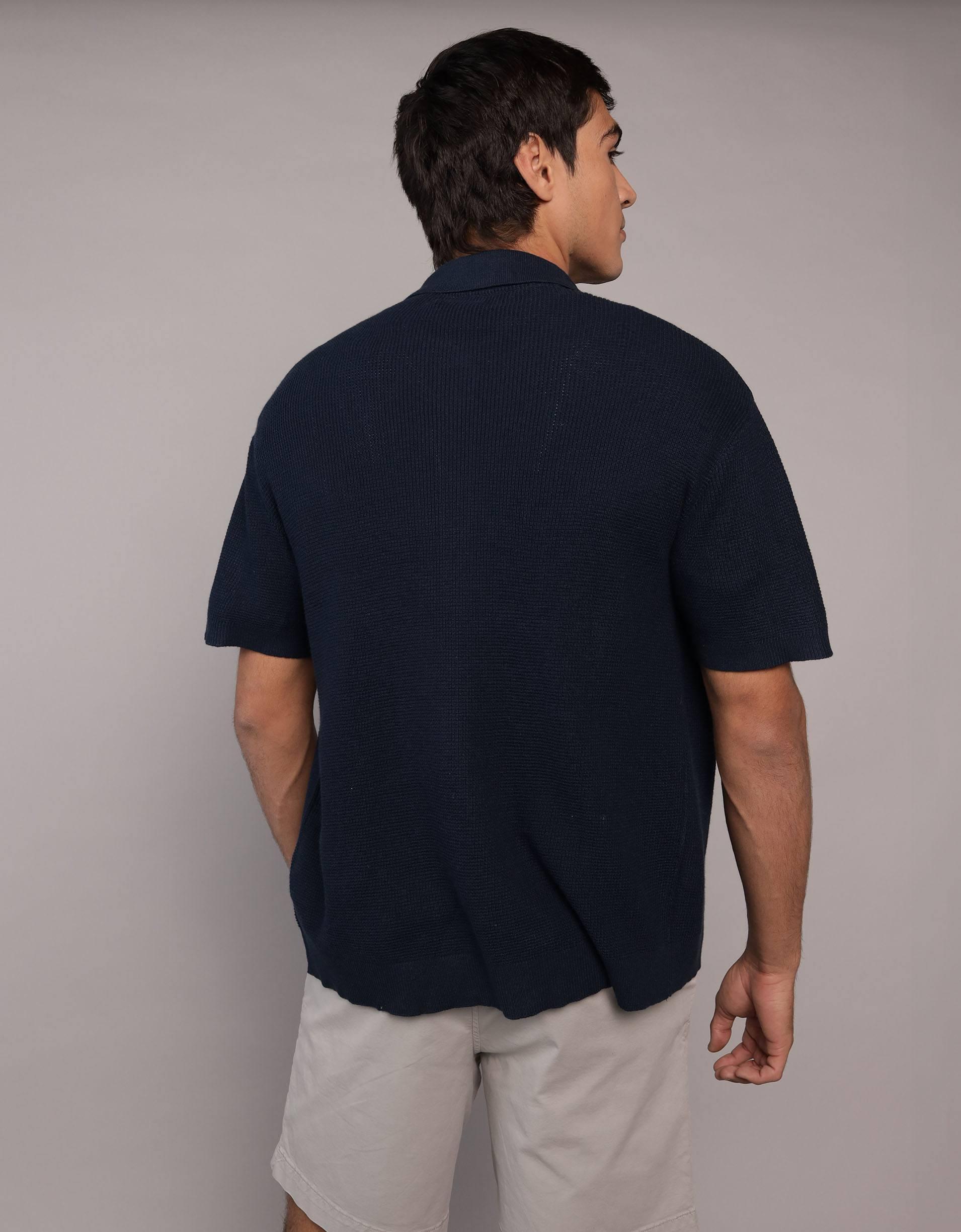 AE Waffle Button-Up Polo Shirt Product Image