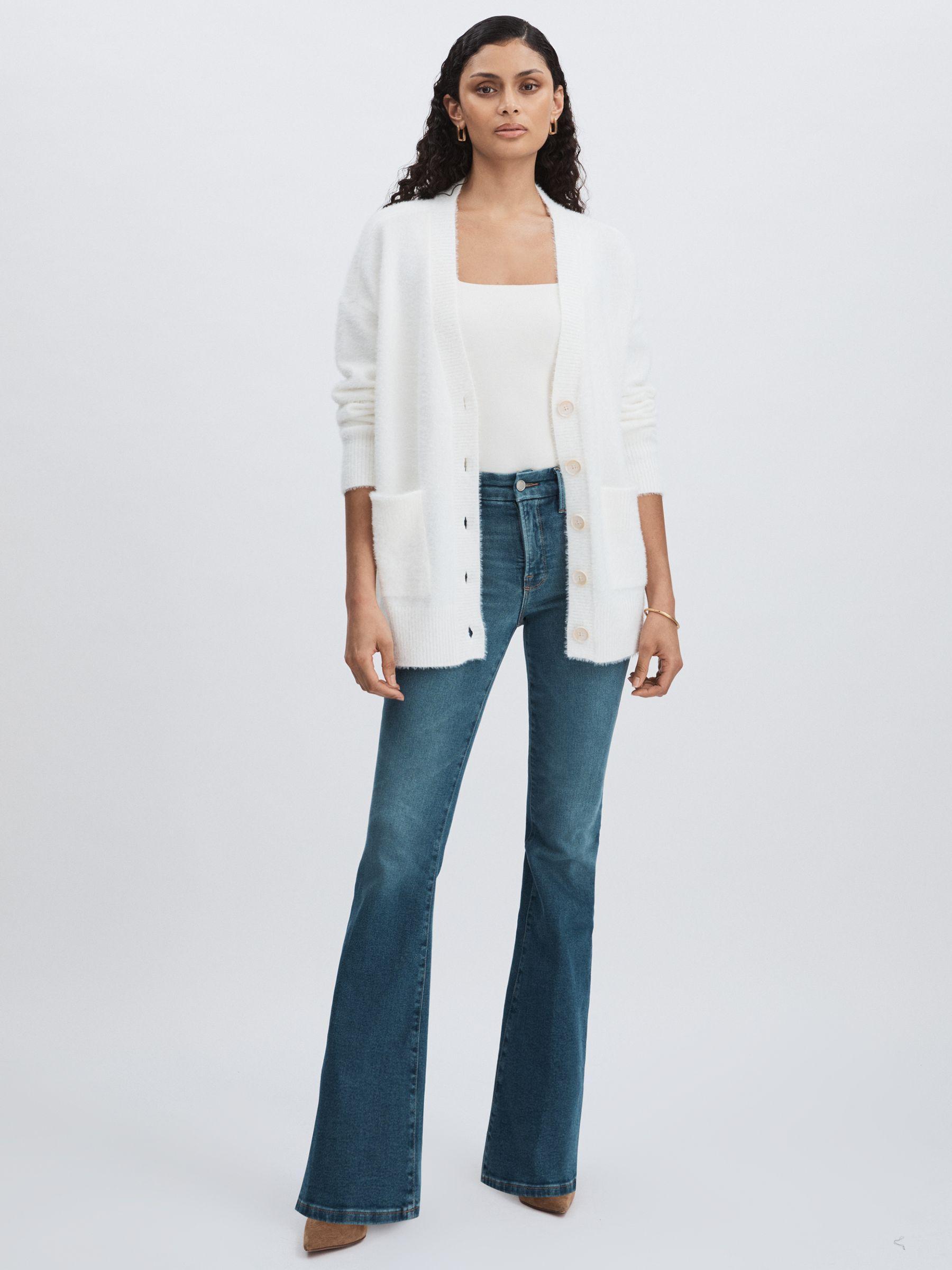 Oversized Plush Cardigan in White Product Image