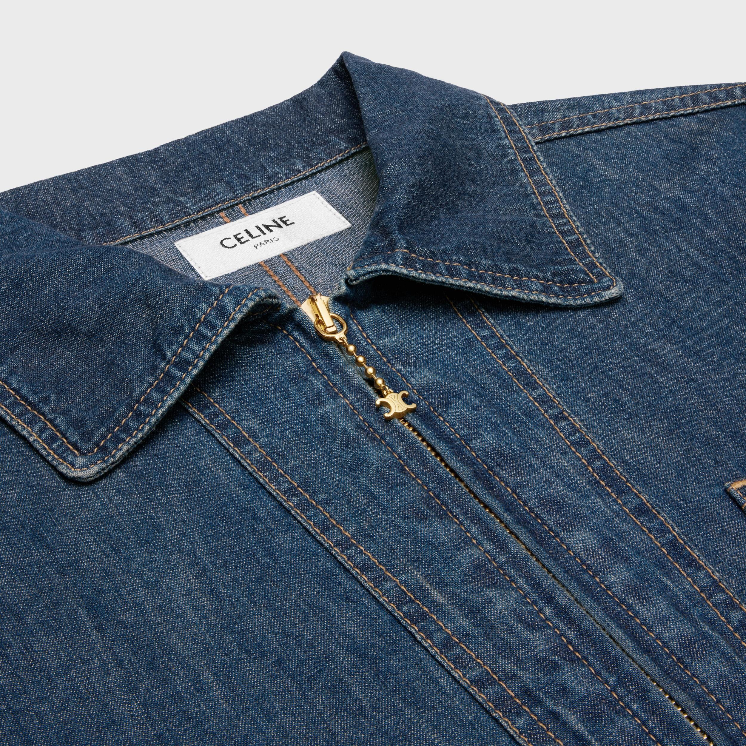 quater zip shirt in dark ocean wash denim Product Image