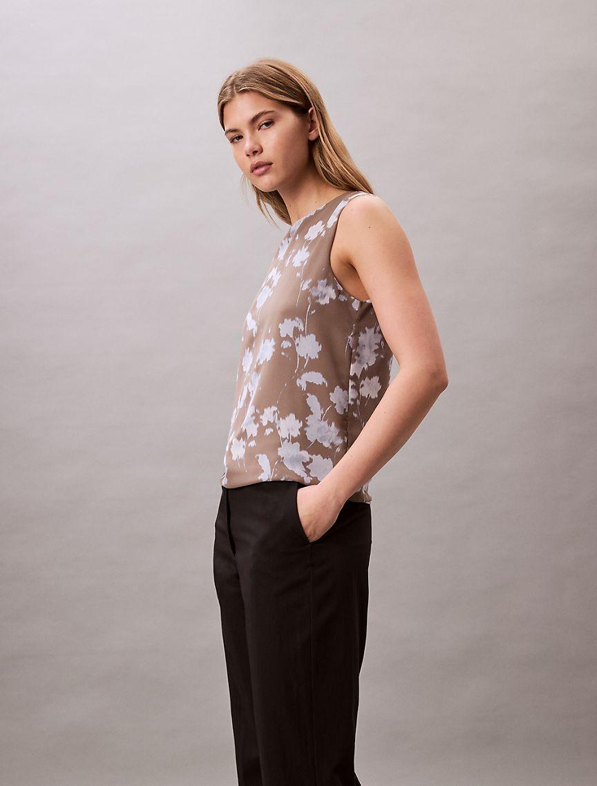 Printed Chiffon Sleeveless Shell Top Product Image
