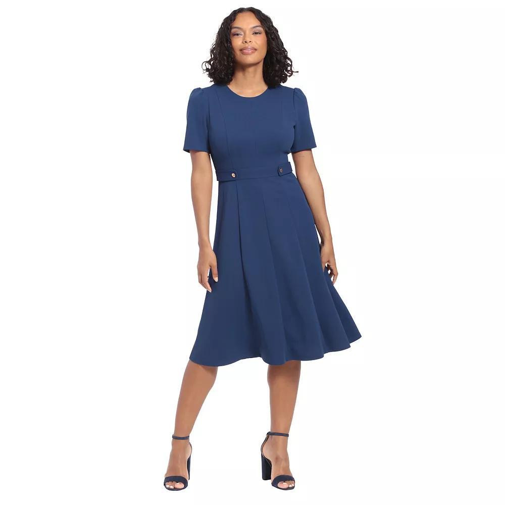Women's London Times Solid Side Tab Fit & Flare Dress, Size: 12, Eggplant Product Image