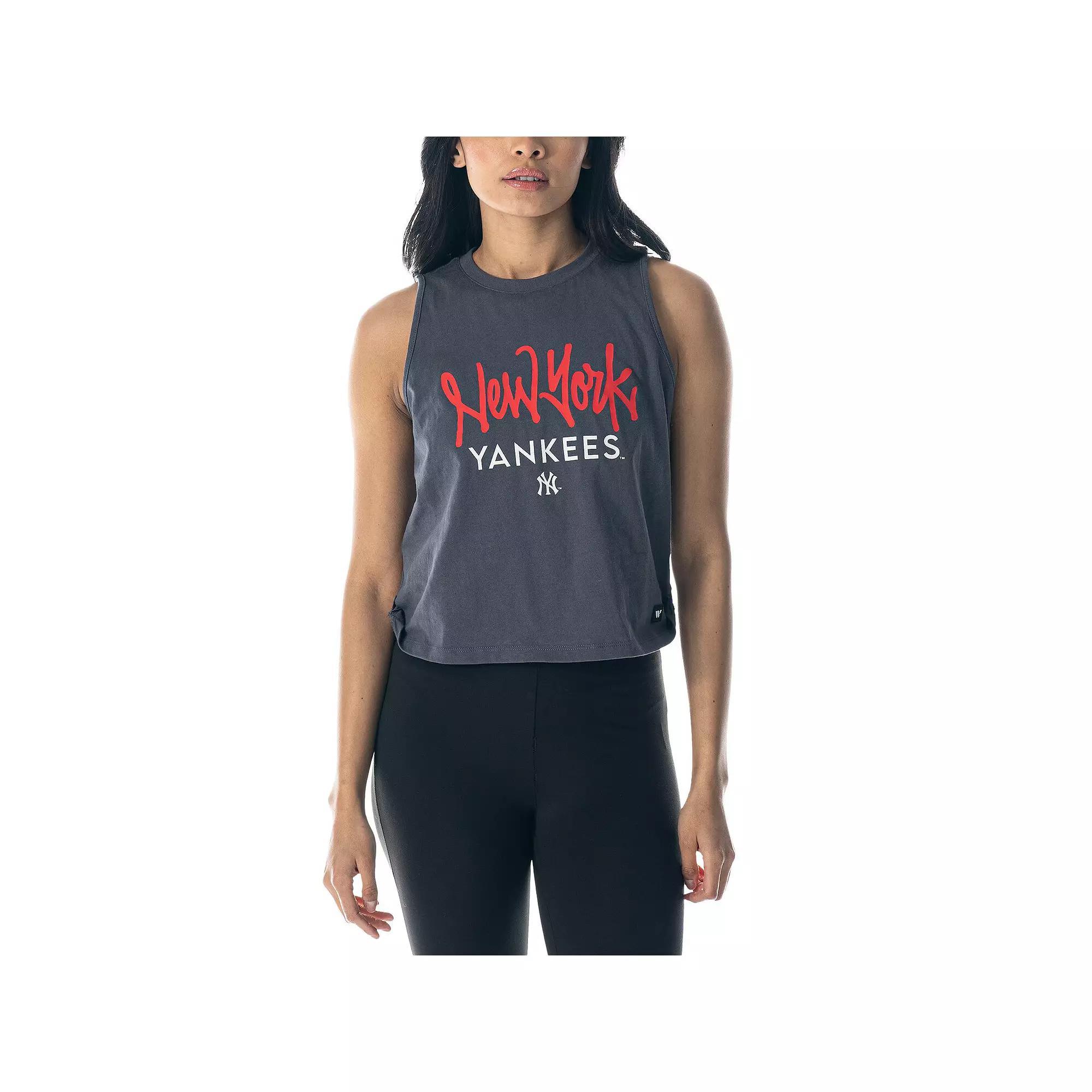 Women's The Wild Collective Charcoal New York Yankees Side Knot Tank Top, Size: Medium Product Image