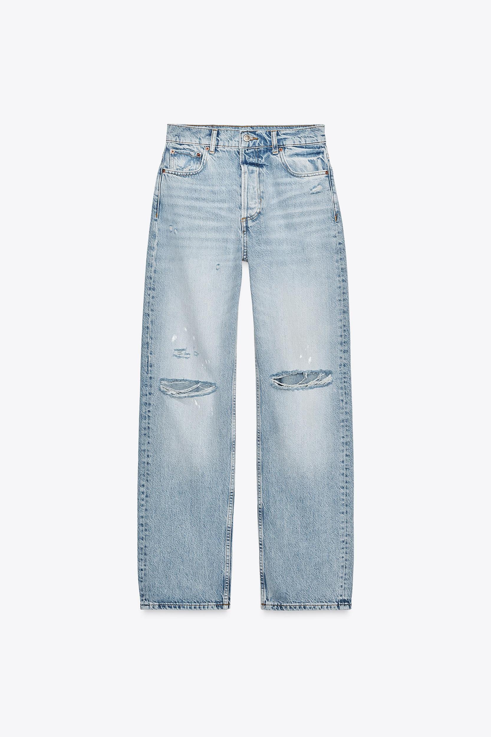 ZW COLLECTION HIGH-WAISTED SLIM RIPPED JEANS Product Image