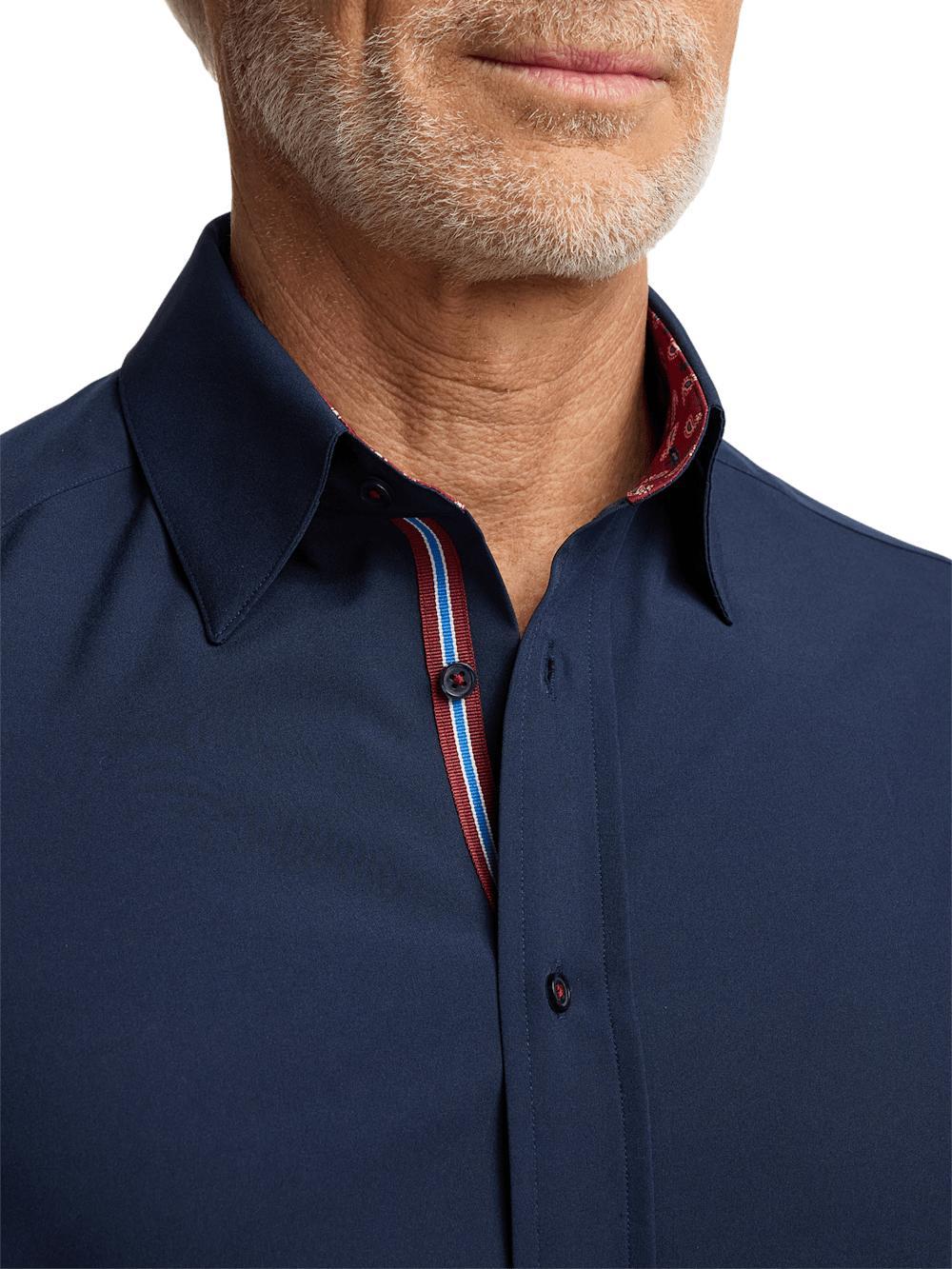 Performance Stretch Solid Casual Shirt - Navy Product Image