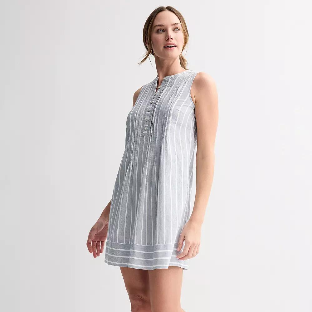 Women's Sonoma Goods For Life® Sleeveless Pintuck Dress, Size: XXL, Medium Blue Stripe Product Image