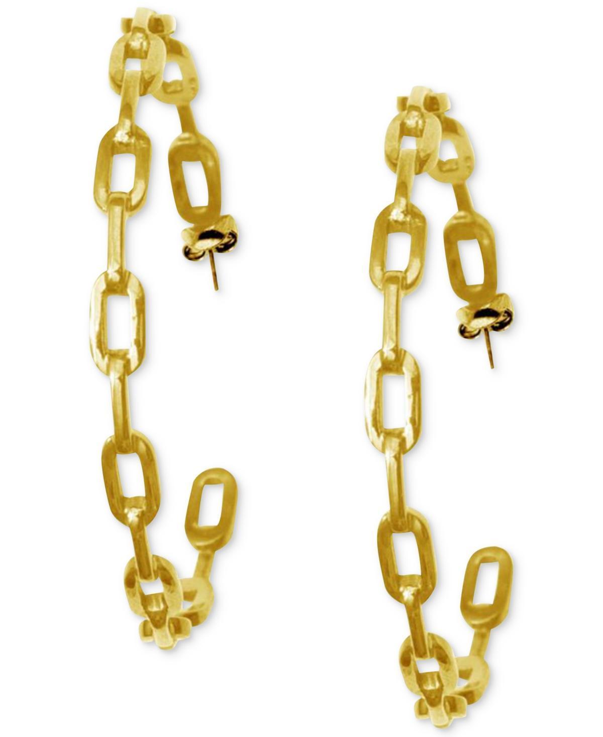 Adornia 14k Gold Plated Link Hoop Earrings, Women's, Gold Tone Product Image