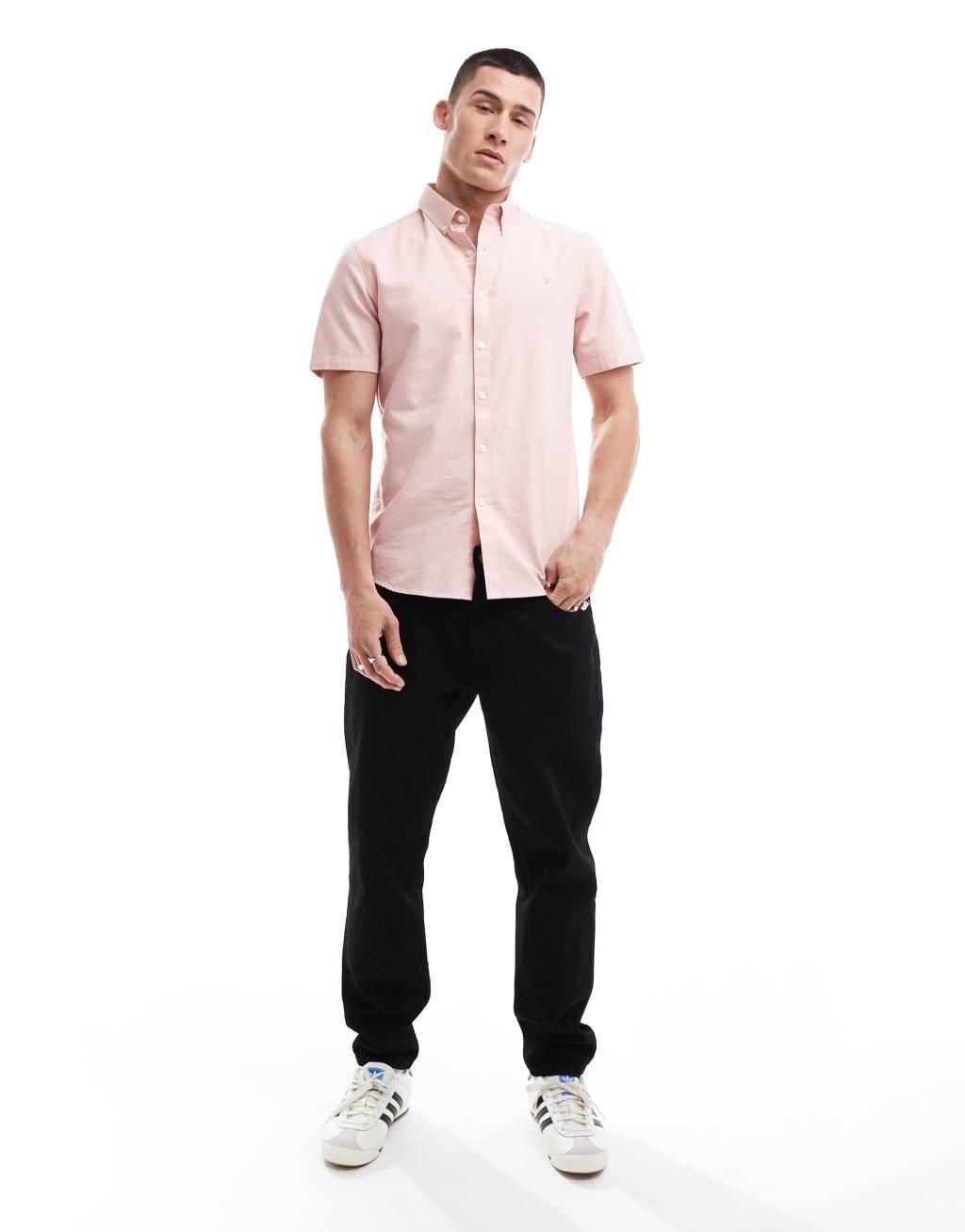 Farah Brewer slim fit short sleeve shirt in pink  Product Image