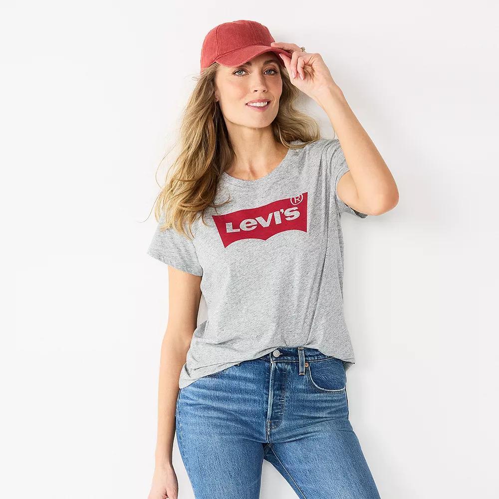 Women's Levi's® Logo Perfect Tee, Size: XS, Housemark Smokestack Product Image