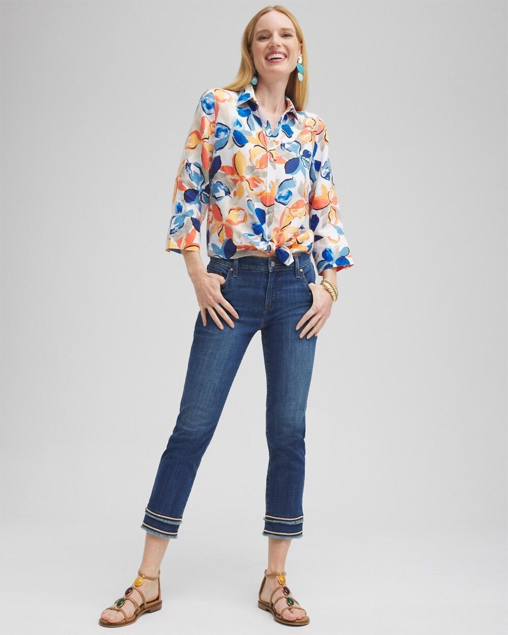 No Iron™ Linen Floral 3/4 Sleeve Shirt Product Image