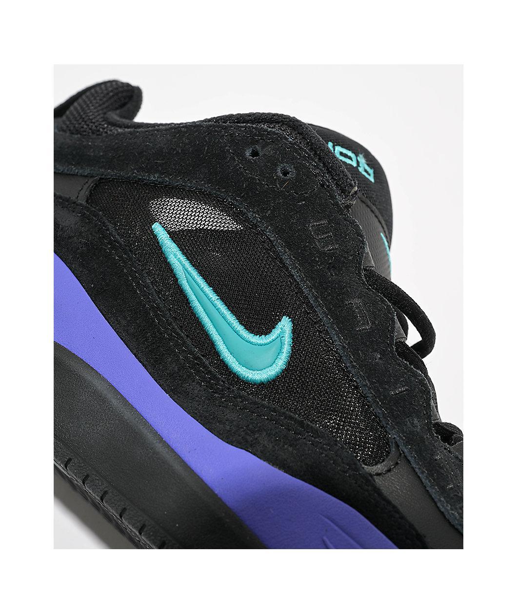 Nike SB Air Max Ishod Black, Persian Violet, & Dusty Cactus Skate Shoes Product Image