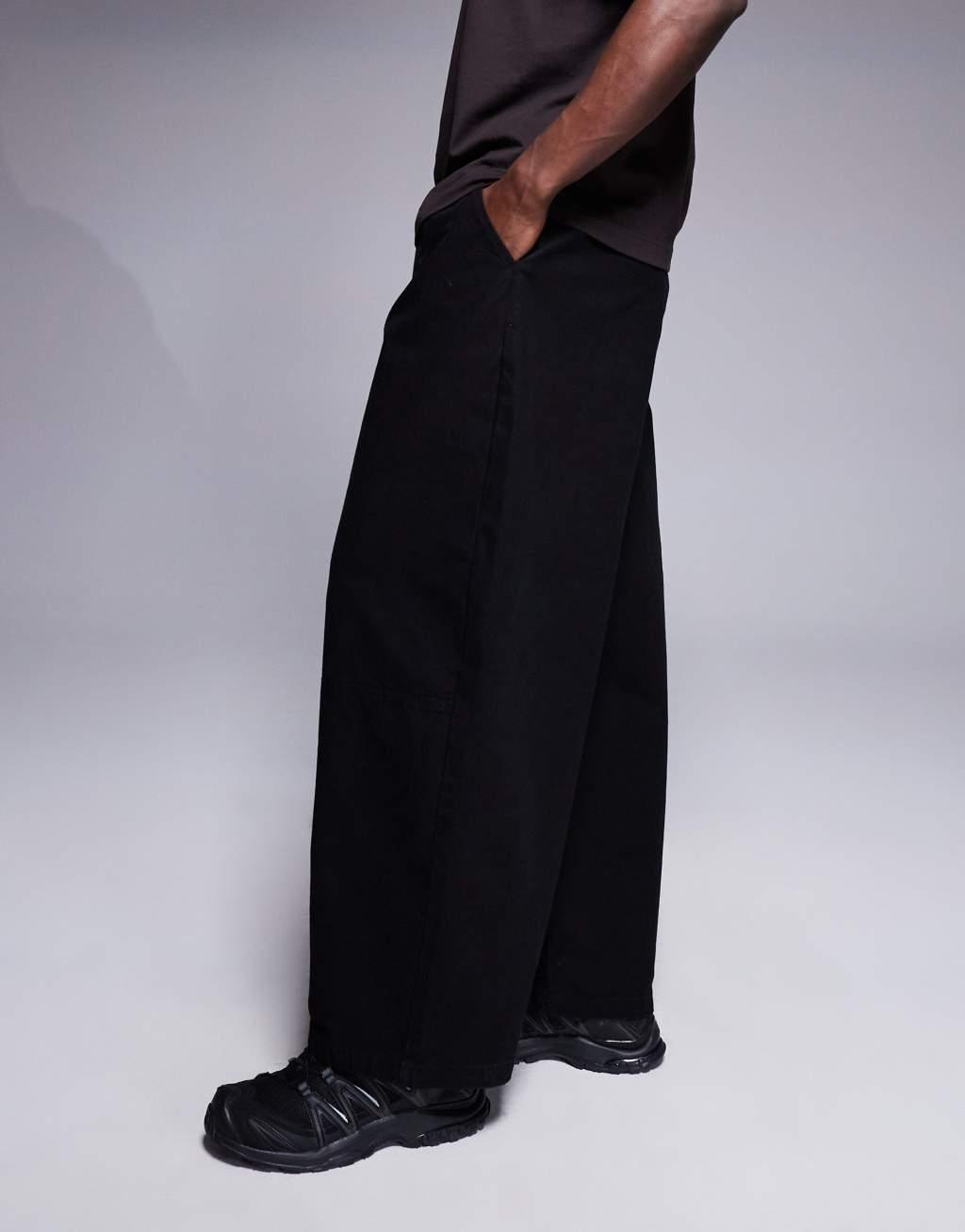 ASOS DESIGN super baggy chino pants in black Product Image