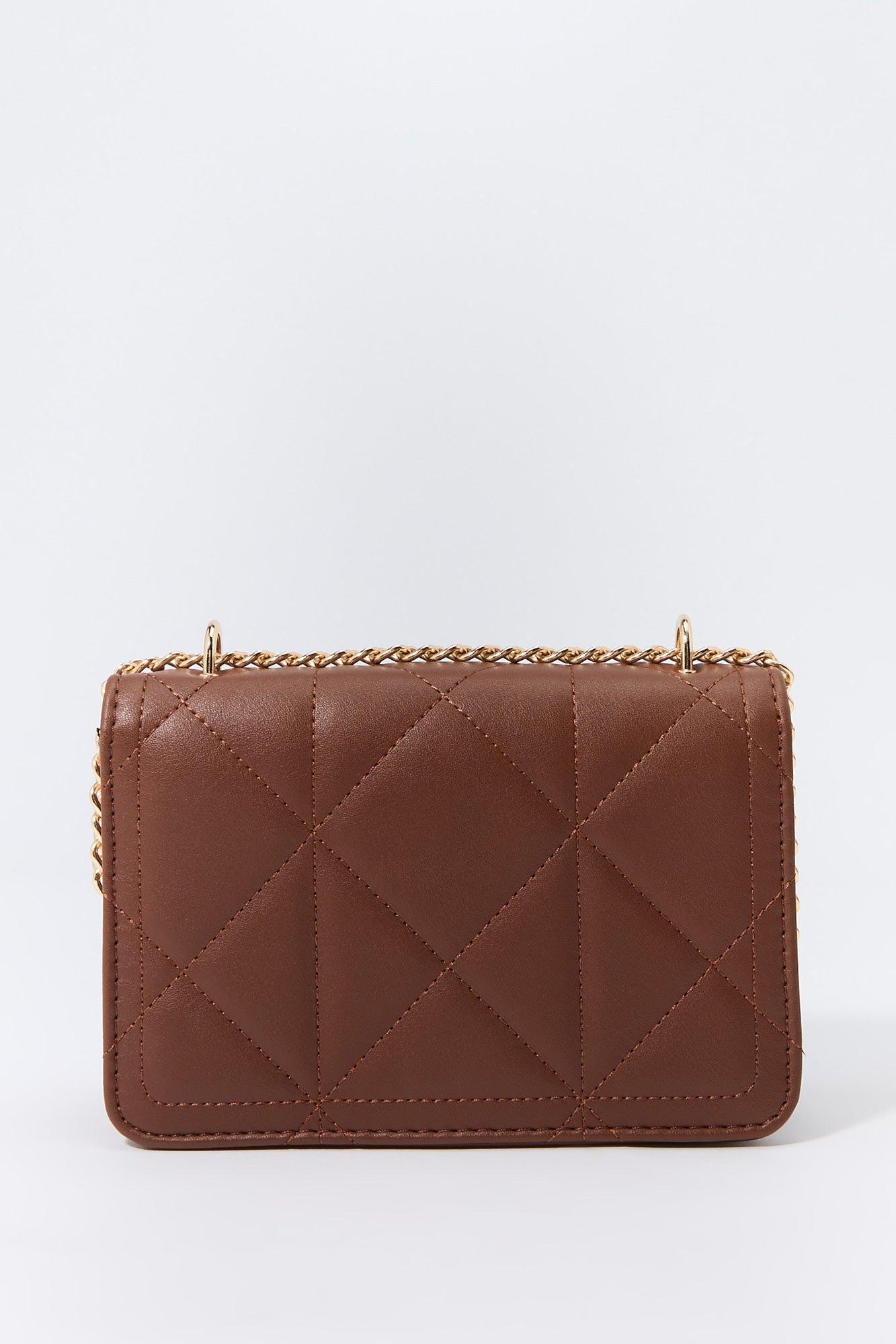 Faux Leather Quilted Crossbody Bag Female Product Image