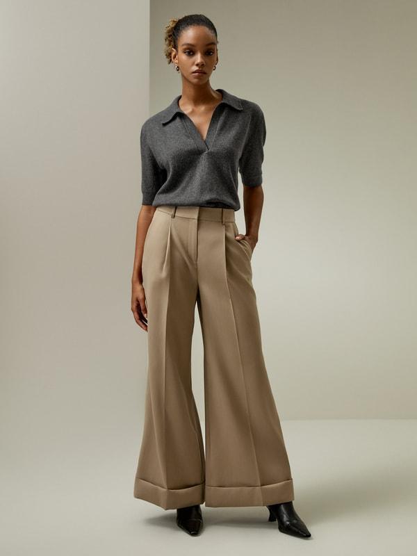 Retro Cropped Flare Trousers Product Image