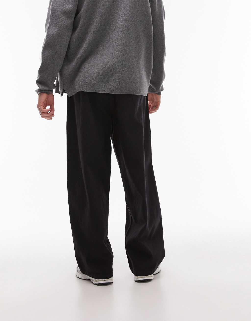 Topman twill pull on pants in washed black Product Image