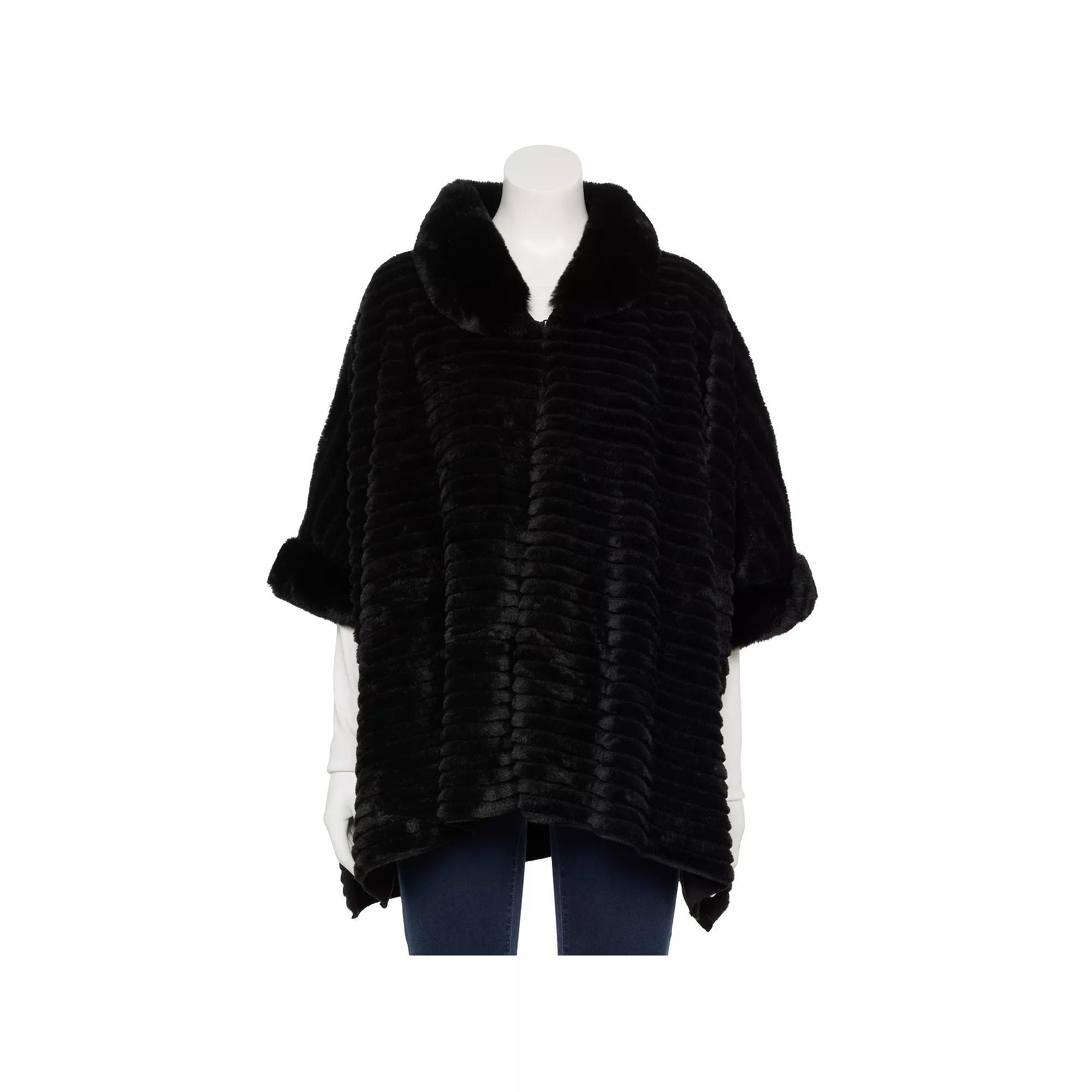 Womens Nanette Lepore Fleece Collared 3/4-Sleeve Ruana Wrap Product Image