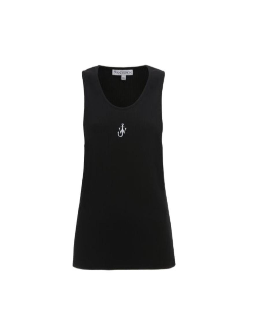JW ANDERSON Logo-embroidered Ribbed-knit Top In Black Product Image