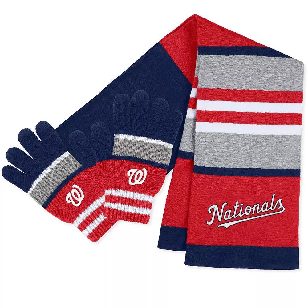 Women's WEAR by Erin Andrews Washington Nationals Stripe Glove & Scarf Set, Team Product Image