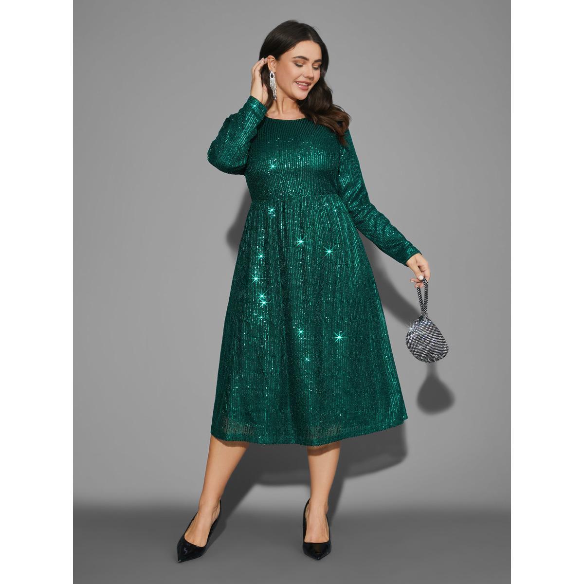 Plus Size Sequin Patchwork Velvet Tie Knot Dress Teal Women Cocktail Tie knot Party Curvy Bloomchic 28/5X Product Image