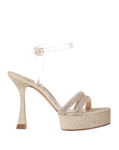 CASADEI Woman Sandals Gold Size 8 Textile Fibers, Rubber Product Image