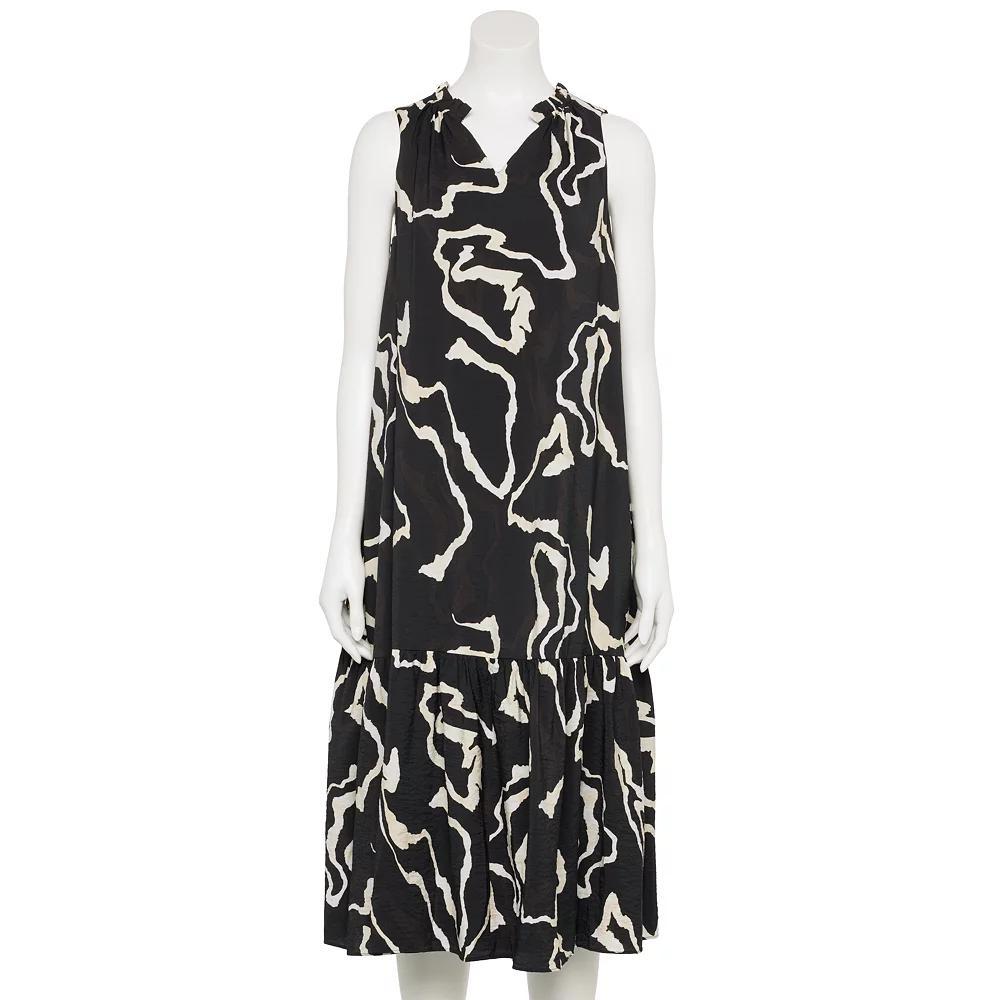 Women's Nine West Adaptive Sleeveless V-Neck Maxi Dress, Size: XL, Black Water Trail Product Image