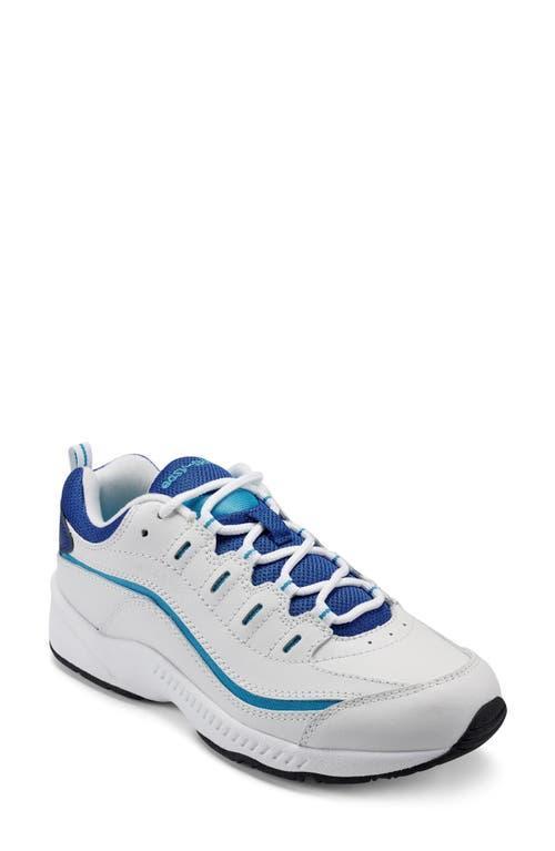 Easy Spirit Romy Women's Fashion Walking Sneakers, Size: 6 Wide, White Cyan Blue Product Image