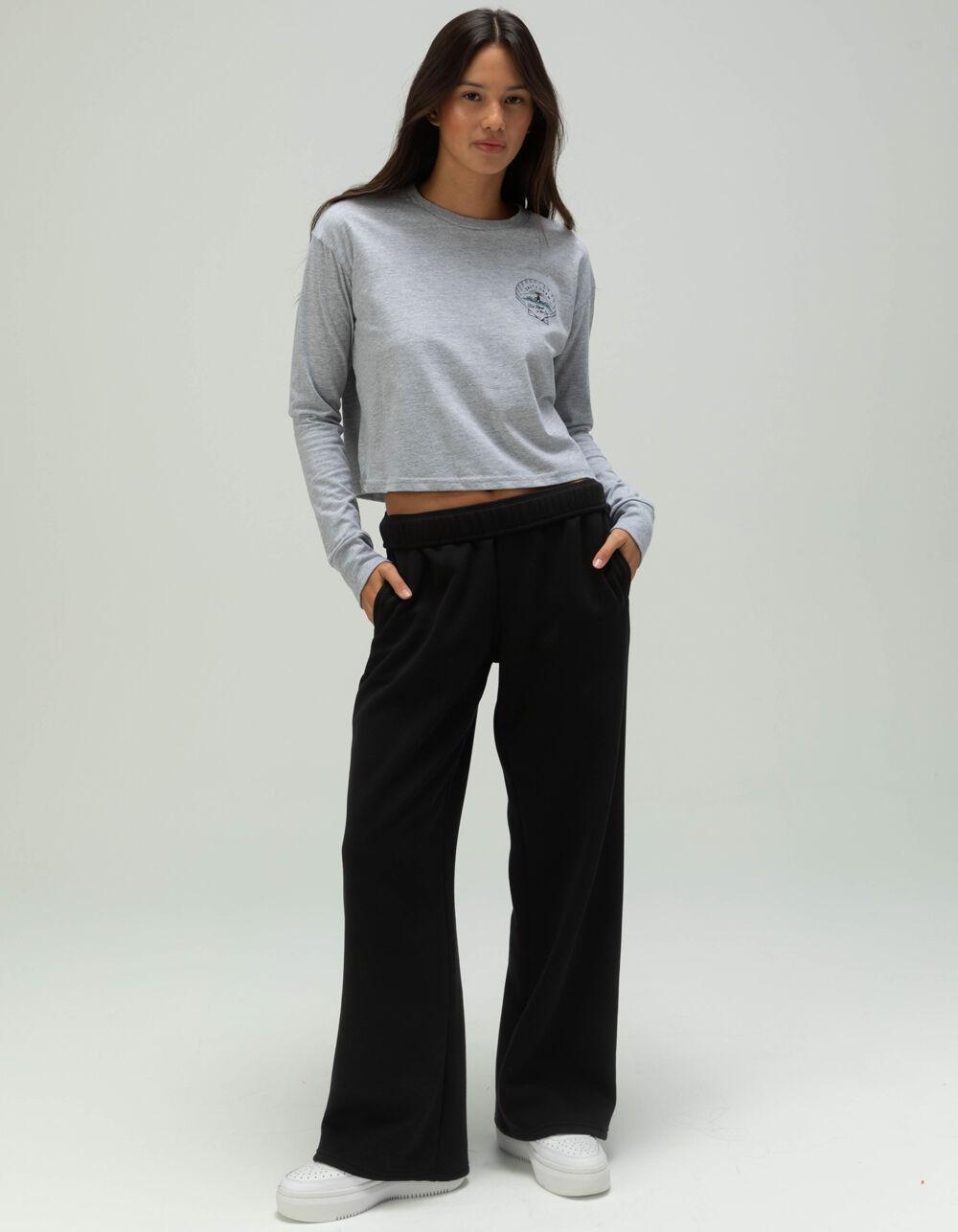 SALTY CREW Scallop Womens Crop Long Sleeve Tee - HEATHER GRAY Product Image