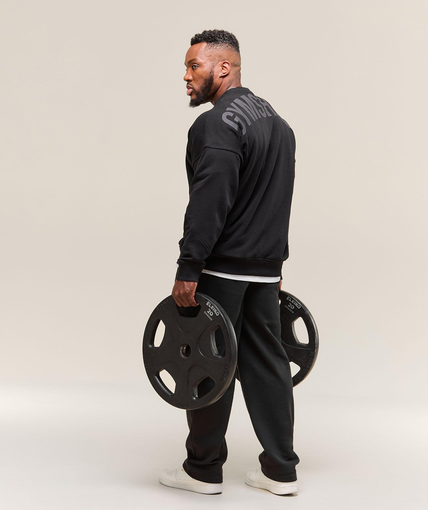 Gymshark Power Crew - Black Male Product Image