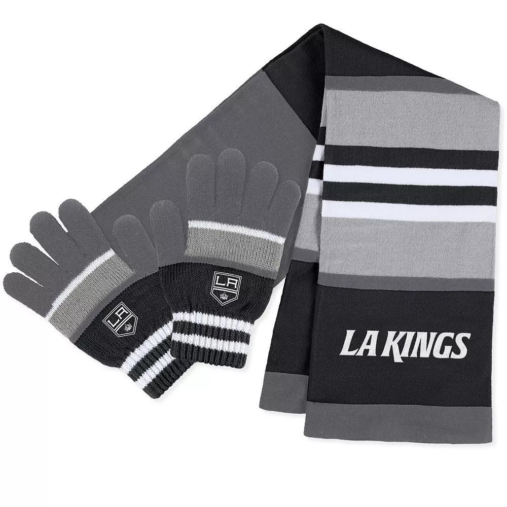 Women's WEAR by Erin Andrews Los Angeles Kings Stripe Glove & Scarf Set, Kgs Team Product Image