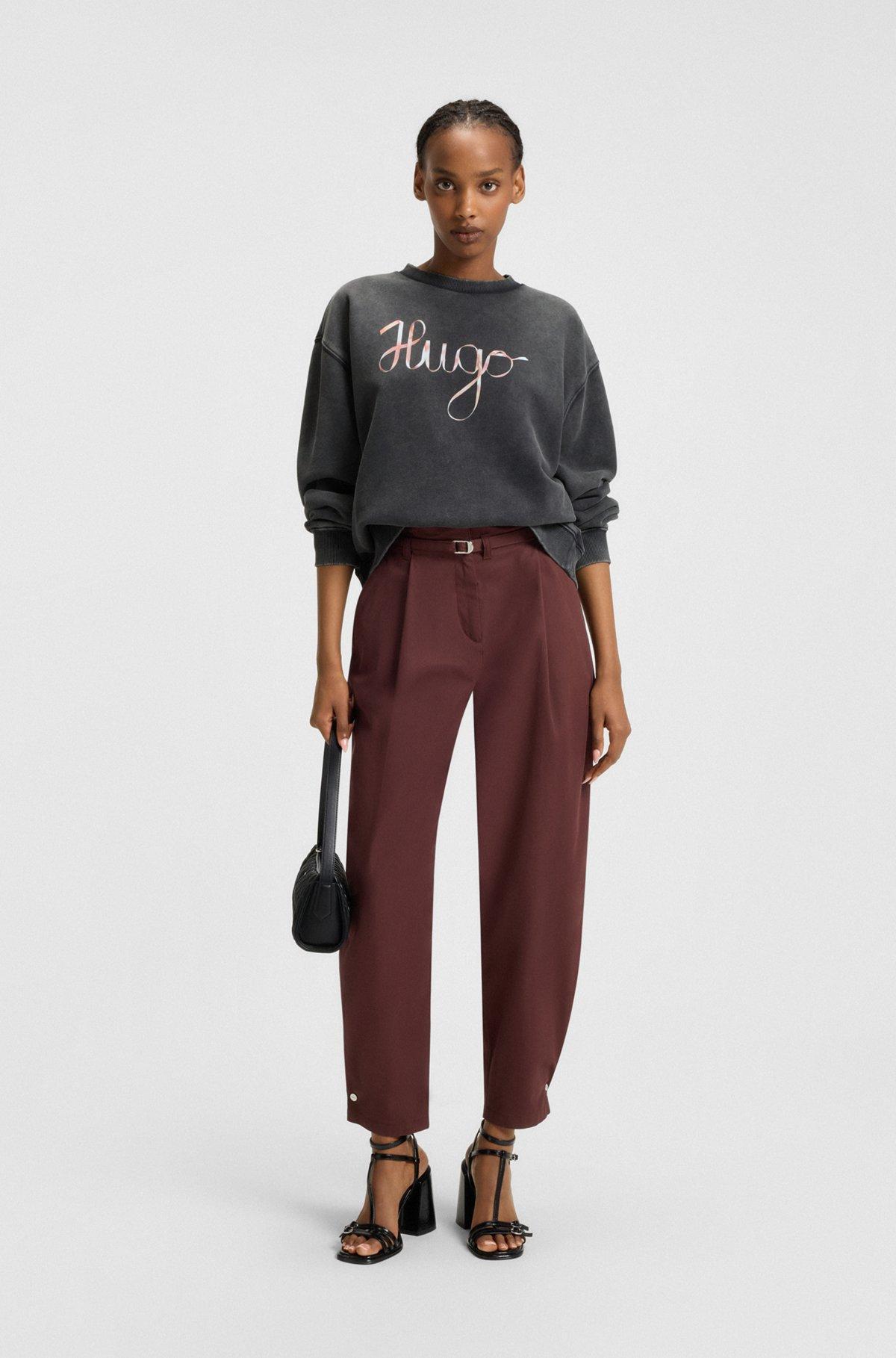 HUGO - Cotton-terry sweatshirt with creative artwork - Black Product Image