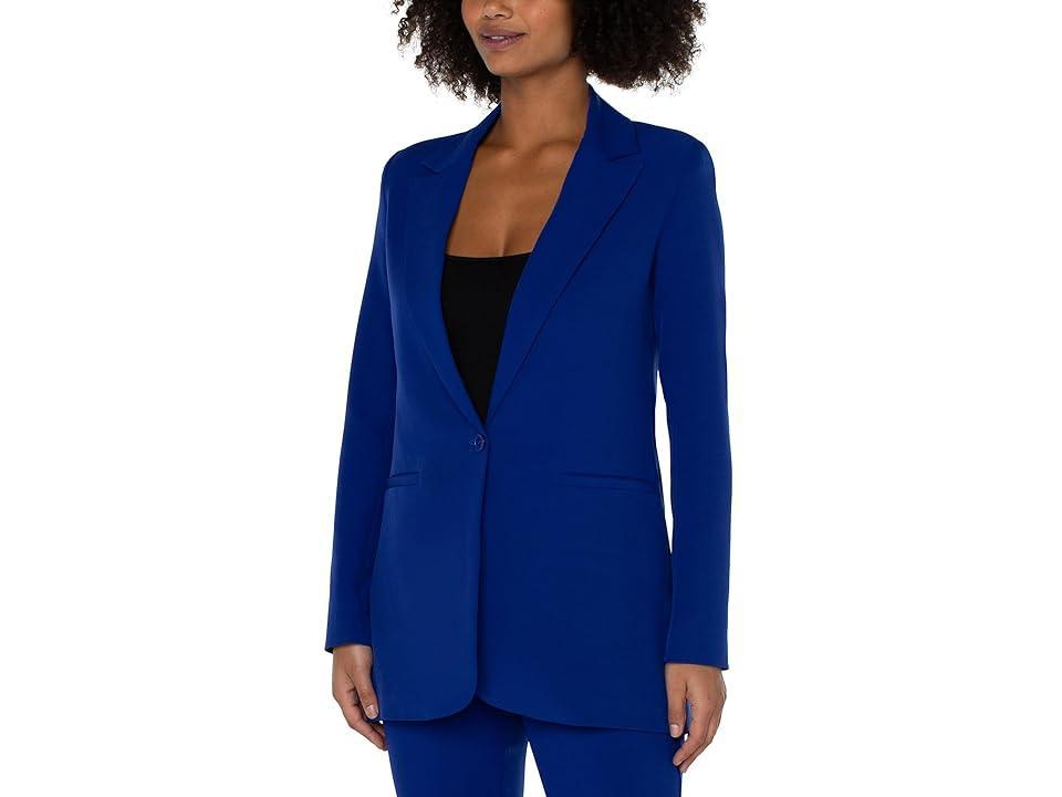 Liverpool Los Angeles Button Front Boyfriend Blazer Luxe Stretch Suiting (Porcelain) Women's Jacket Product Image