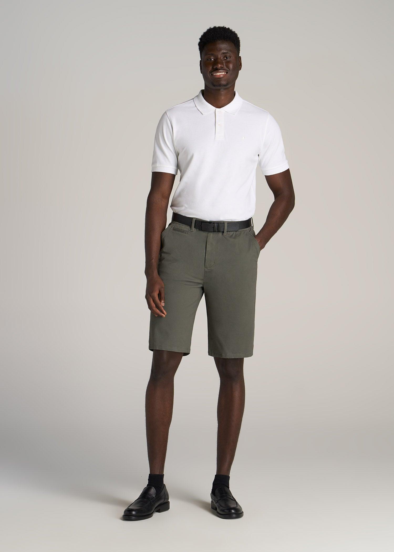 Chino Shorts for Tall Men in Fatigue Green Product Image