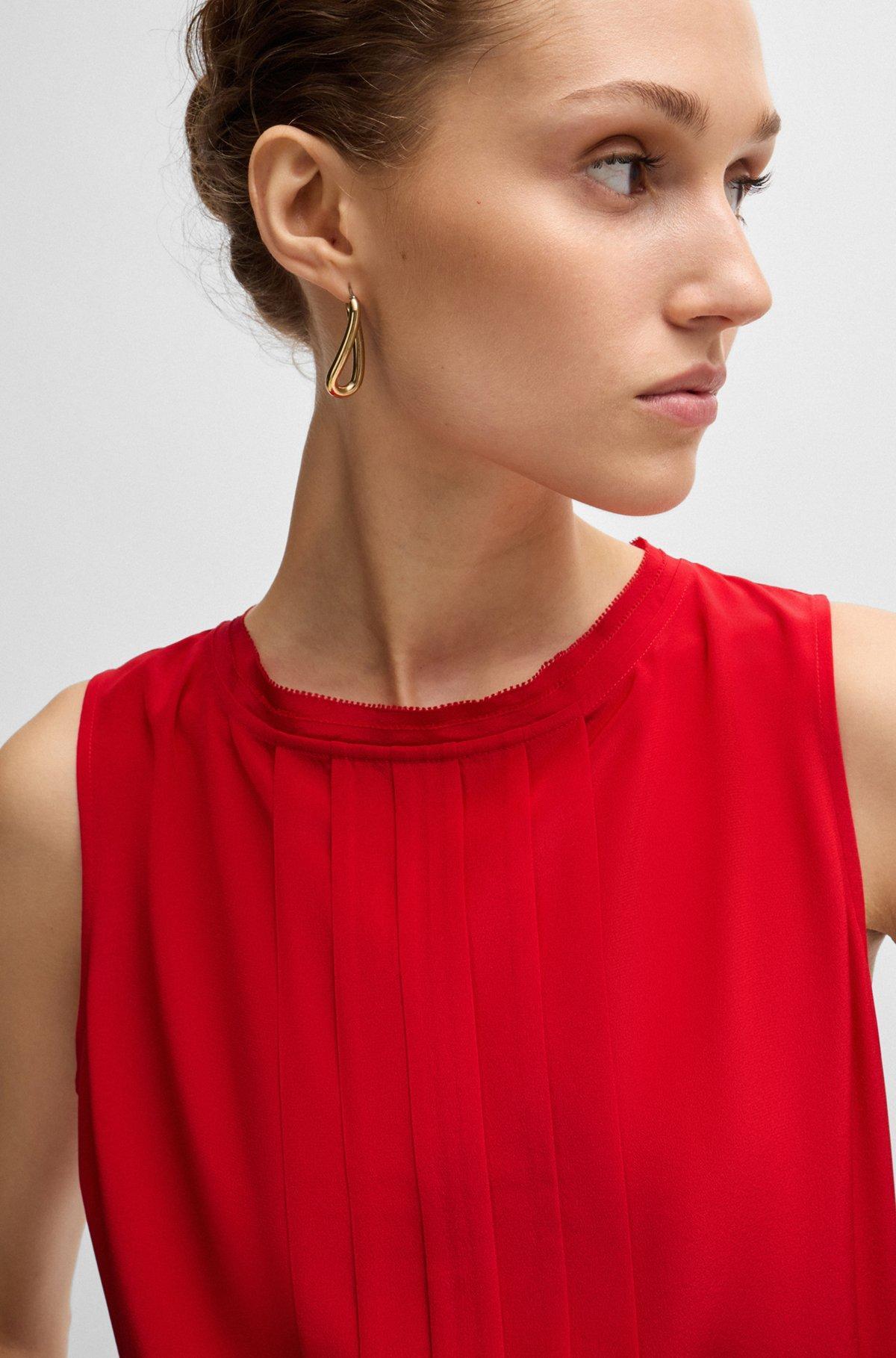 Pleat-front sleeveless blouse in washed silk Product Image