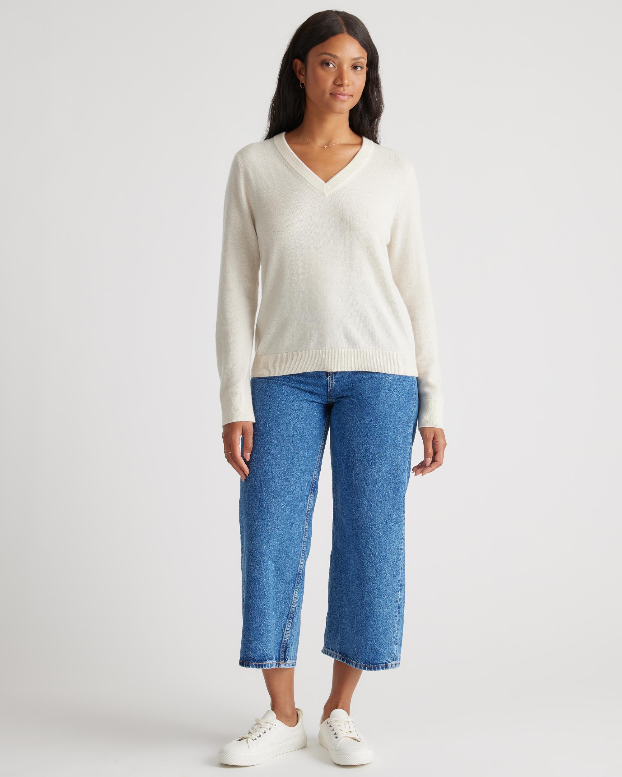 Quince | Women's Mongolian Cashmere Relaxed V-Neck Sweater Product Image
