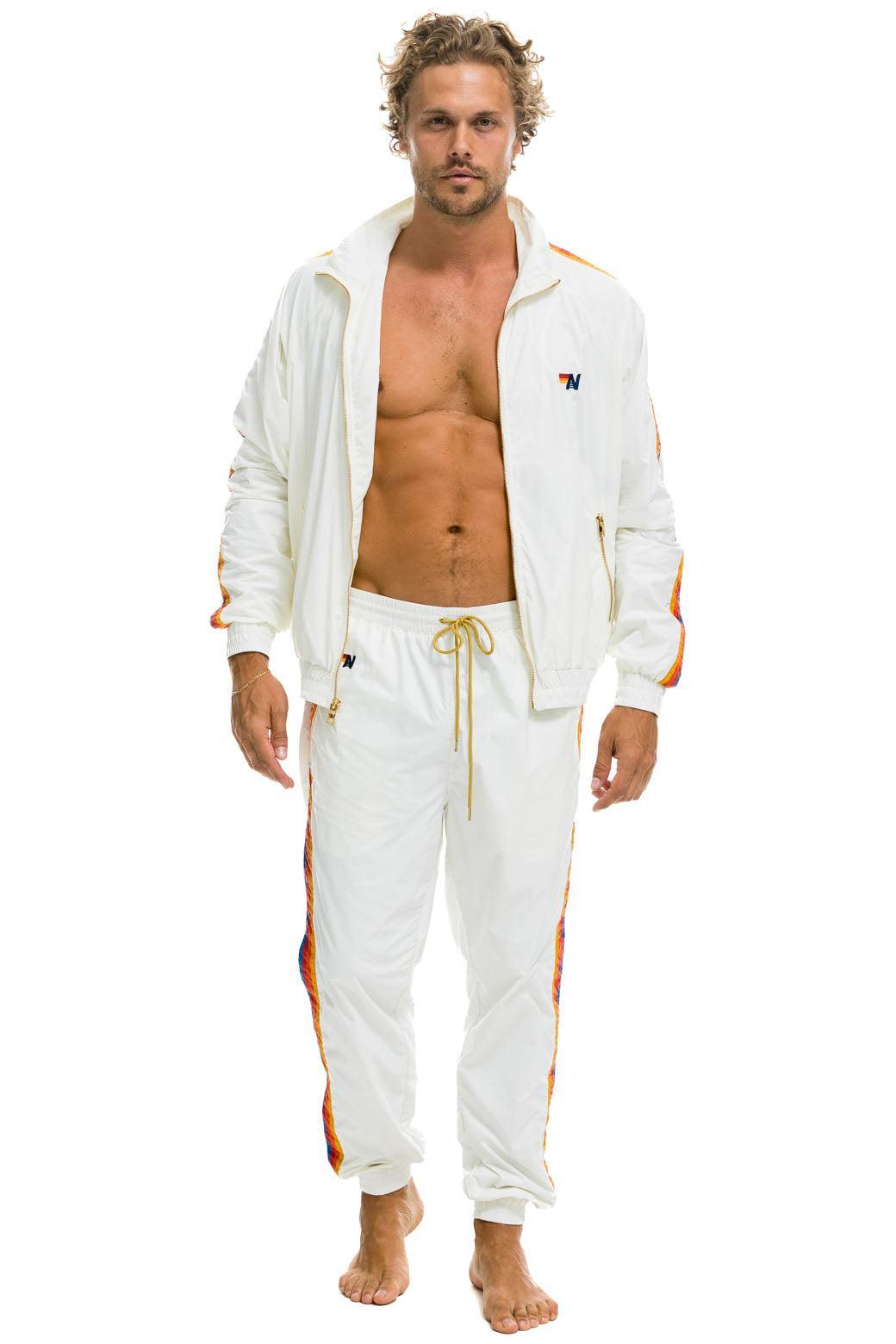 MEN'S 4 STRIPE WIND PANT - WHITE Male Product Image