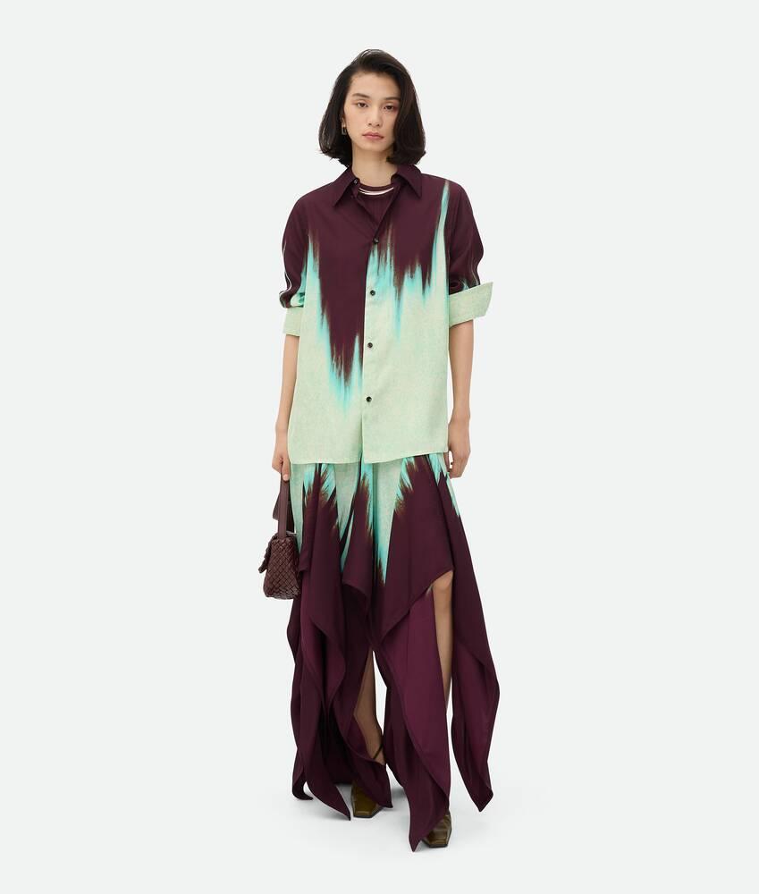 Women's Viscose Degrade Petal Print Dress in Burgundy/mint Product Image