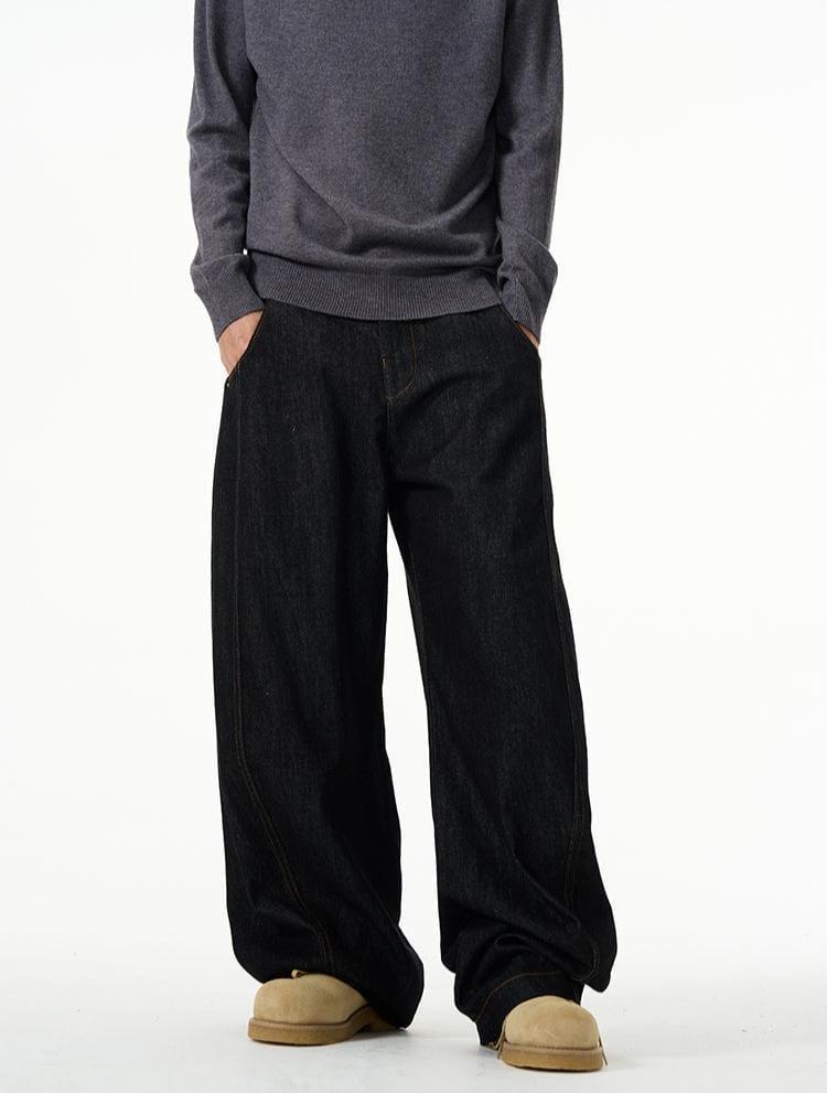 RT No. 11319 BLACK SCIMITAR WIDE DENIM JEANS Product Image