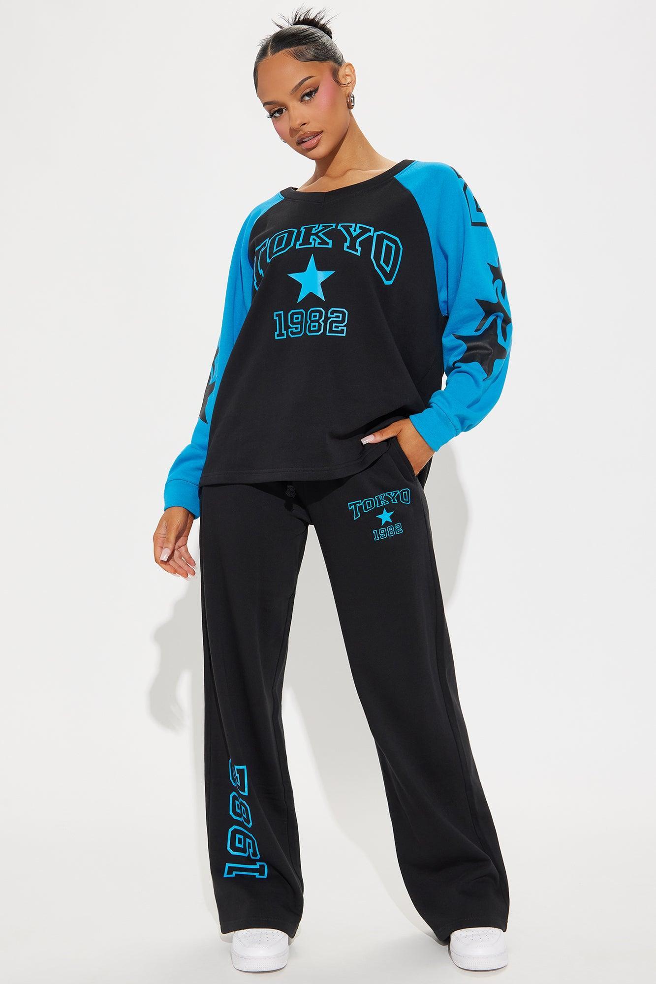 Tokyo Jersey Sweatsuit Set - Black/Blue Product Image