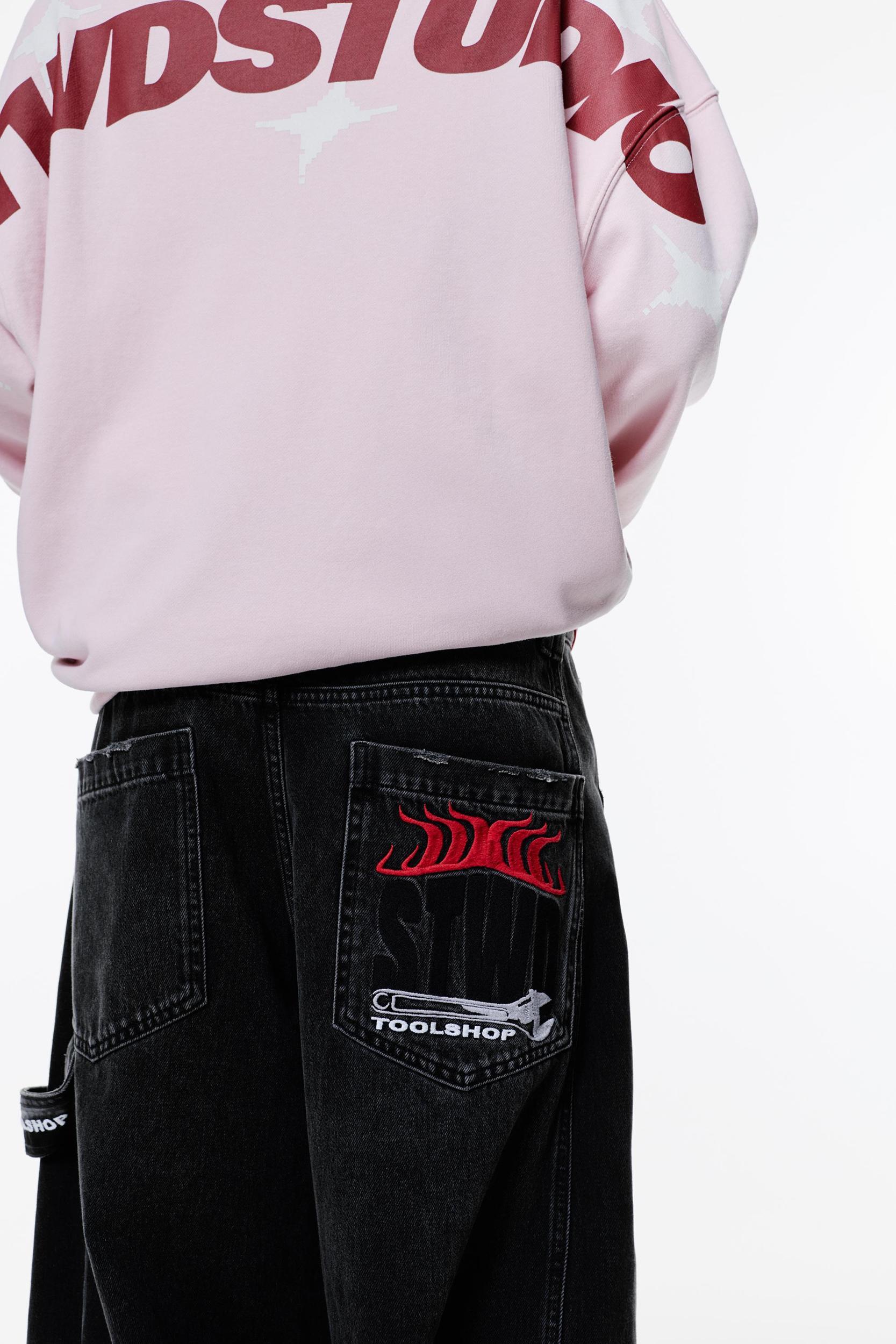 Balloon fit jeans with embroidered pocket Product Image