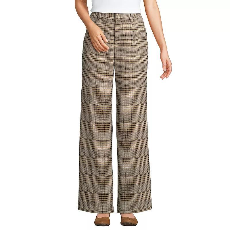 Women's Lands' End Flannel High Waist Pleated Wide Leg Pants, Size: 6, Coriander Glen Plaid Product Image