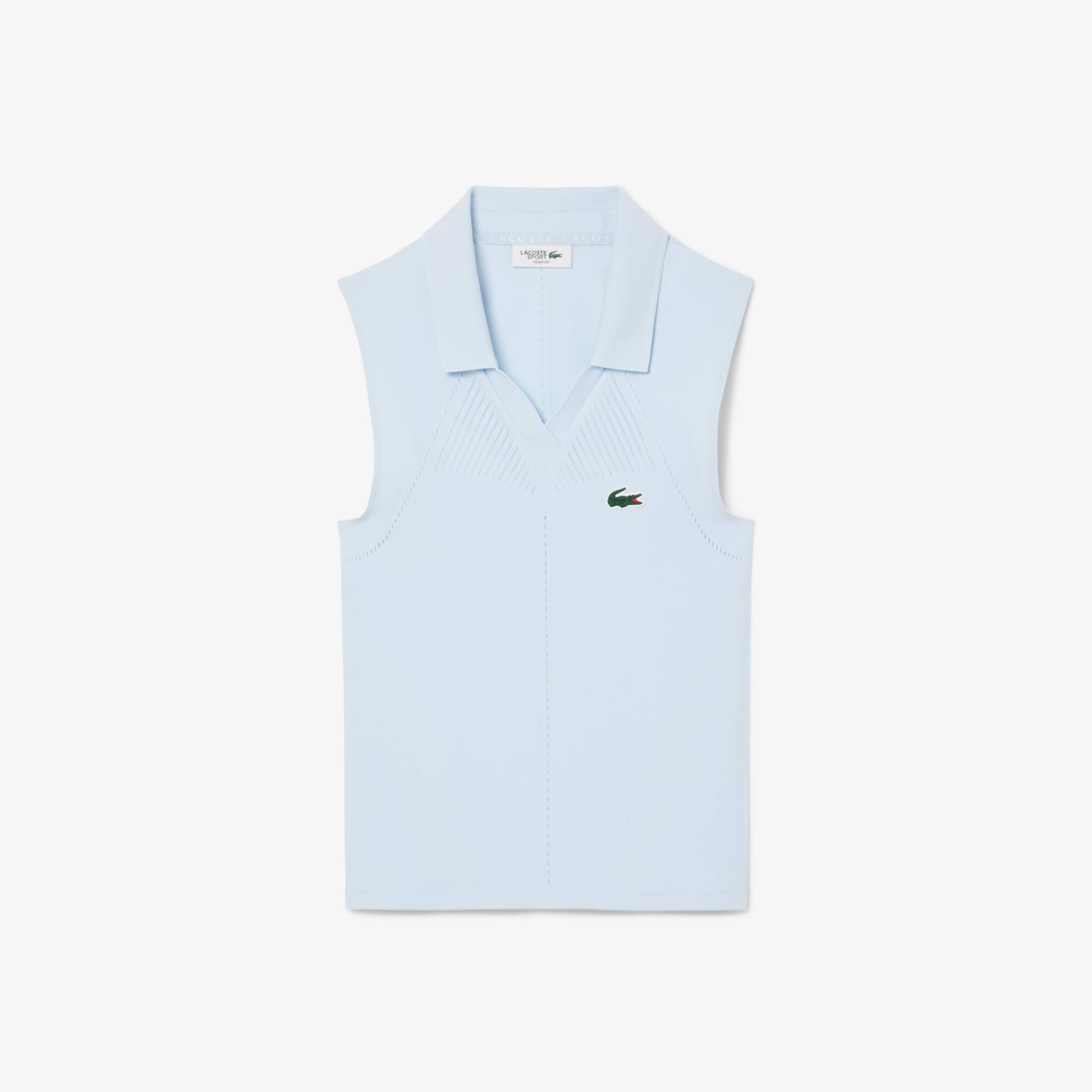 Sleeveless Stretch Knit Tennis Polo Shirt Product Image
