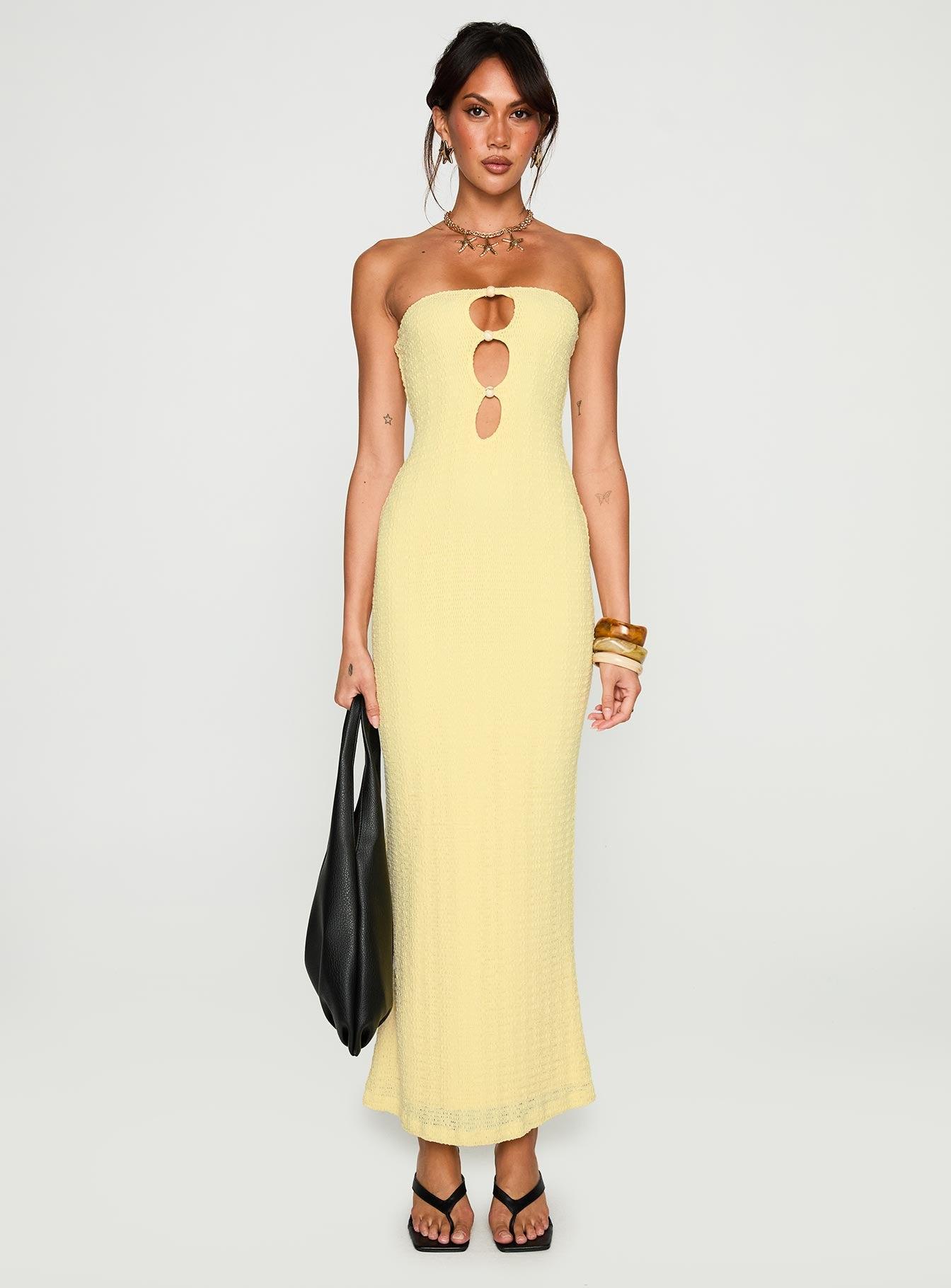 Saijana Strapless Maxi Dress Lemon Product Image